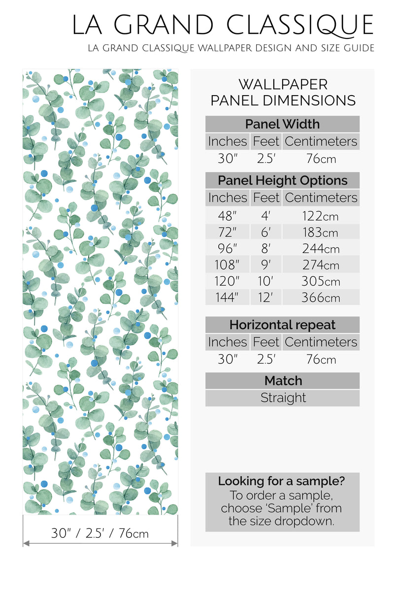 eucalyptus peel and stick wallpaper specifiation