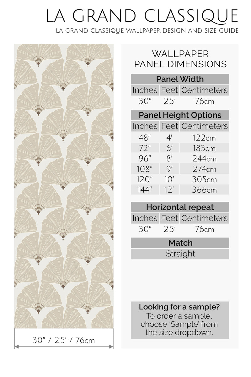 neutral gingko arch peel and stick wallpaper specifiation