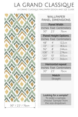 green ikat peel and stick wallpaper specifiation