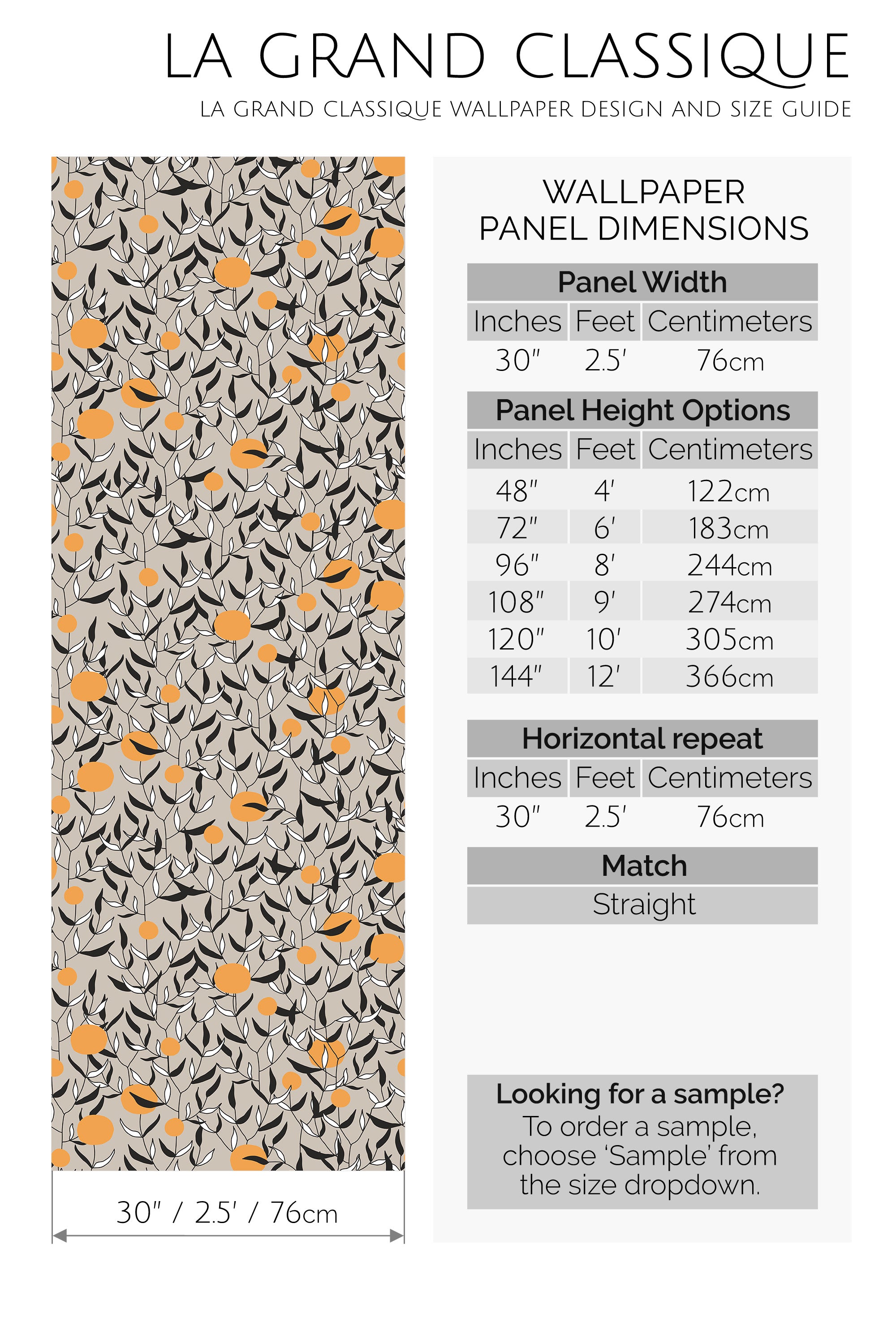 neutral orange tree peel and stick wallpaper specifiation