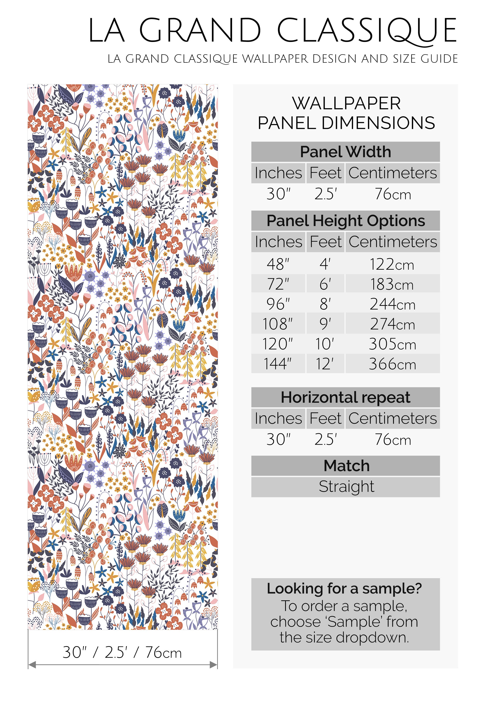 colorful floral meadow peel and stick wallpaper specifiation