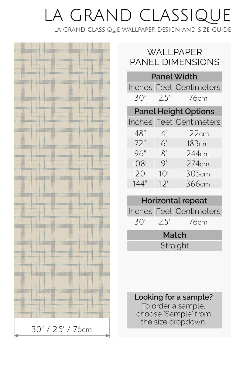 neutral tartan peel and stick wallpaper specifiation