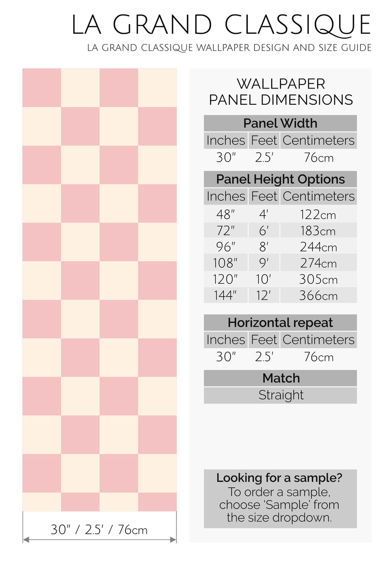 pink check peel and stick wallpaper specifiation