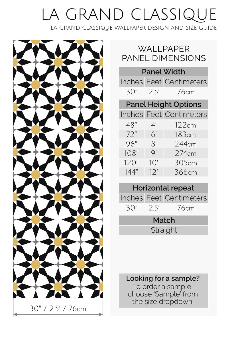 black star tile peel and stick wallpaper specifiation