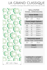 green retro flower peel and stick wallpaper specifiation