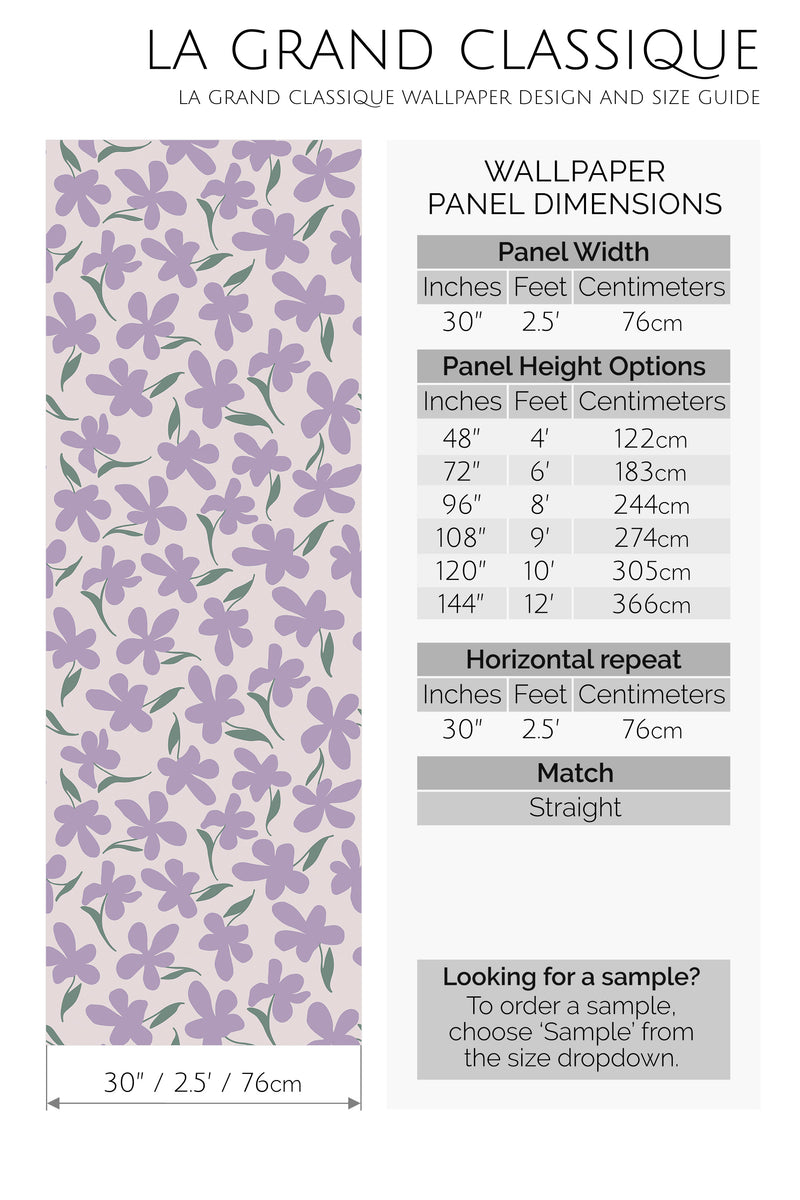 purple flowers peel and stick wallpaper specifiation