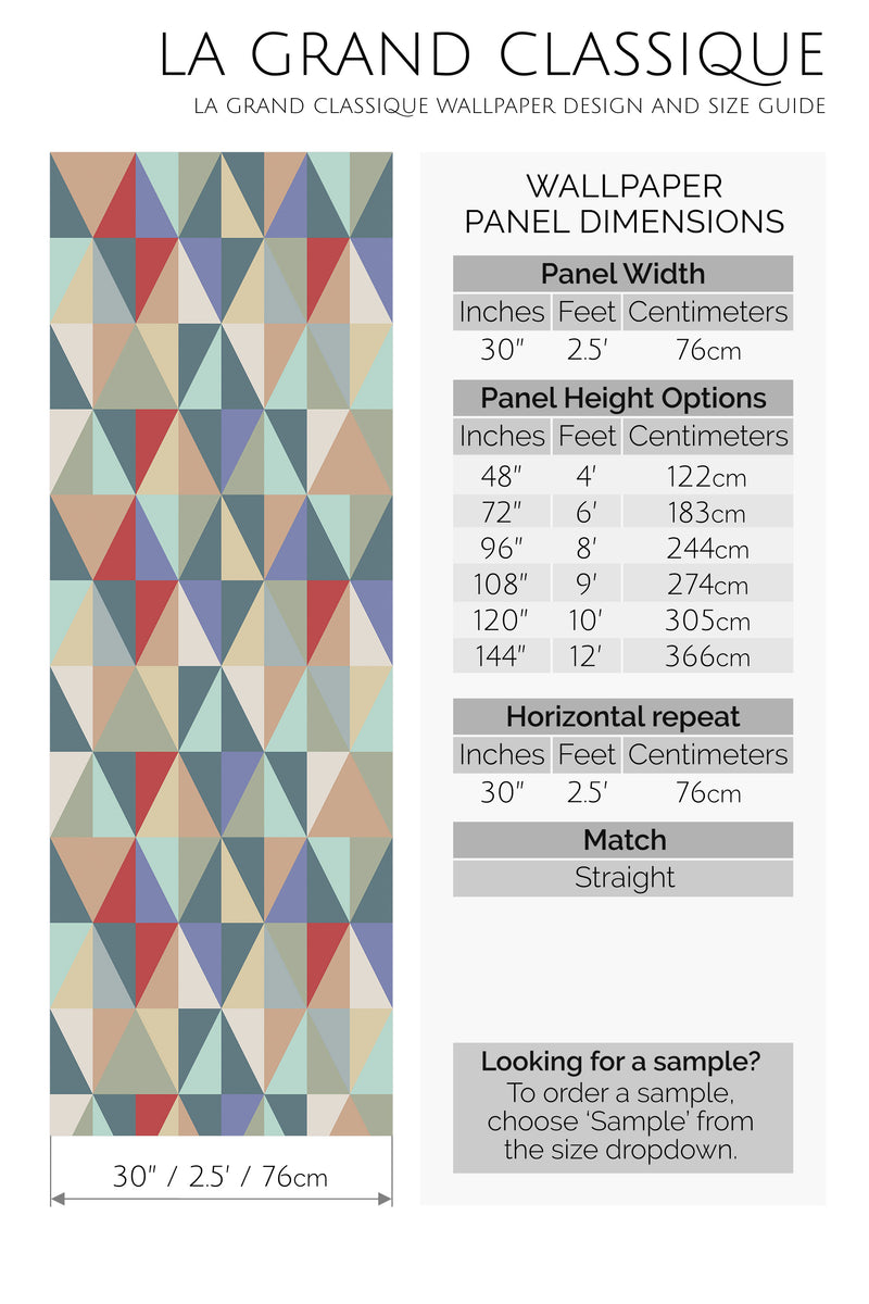 vivid triangles peel and stick wallpaper specifiation