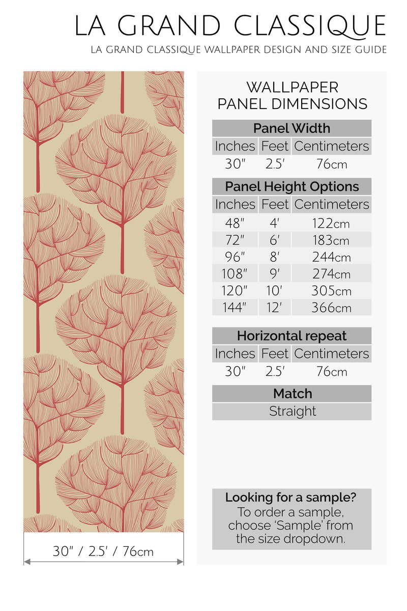 red oak trees peel and stick wallpaper specifiation