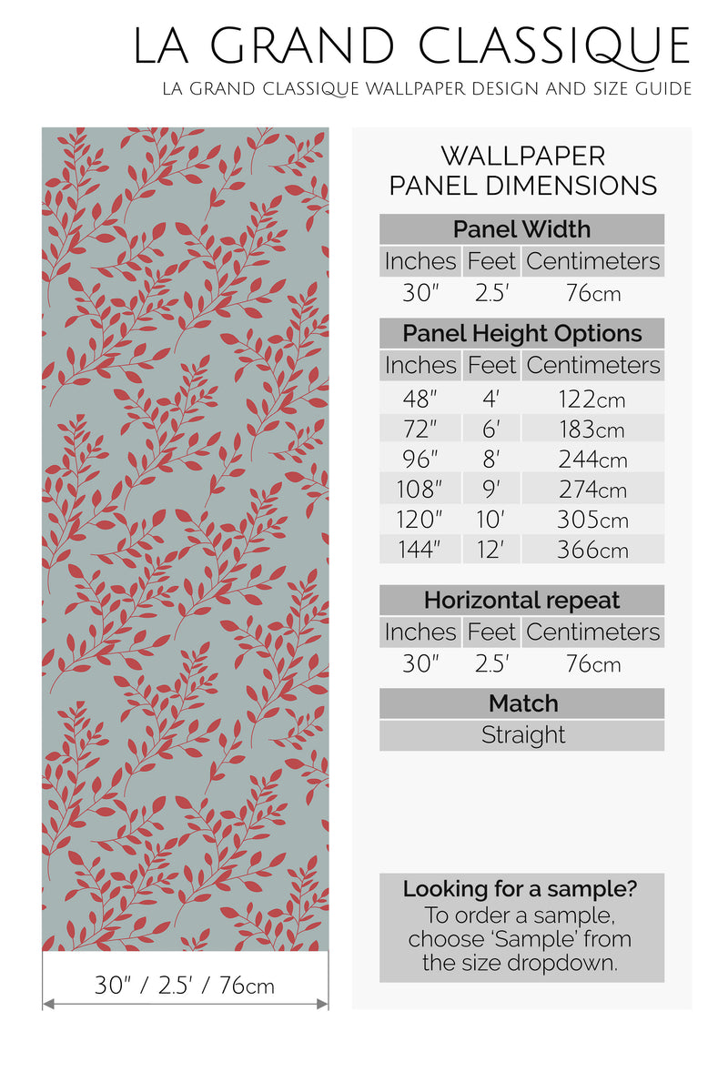 red branch peel and stick wallpaper specifiation