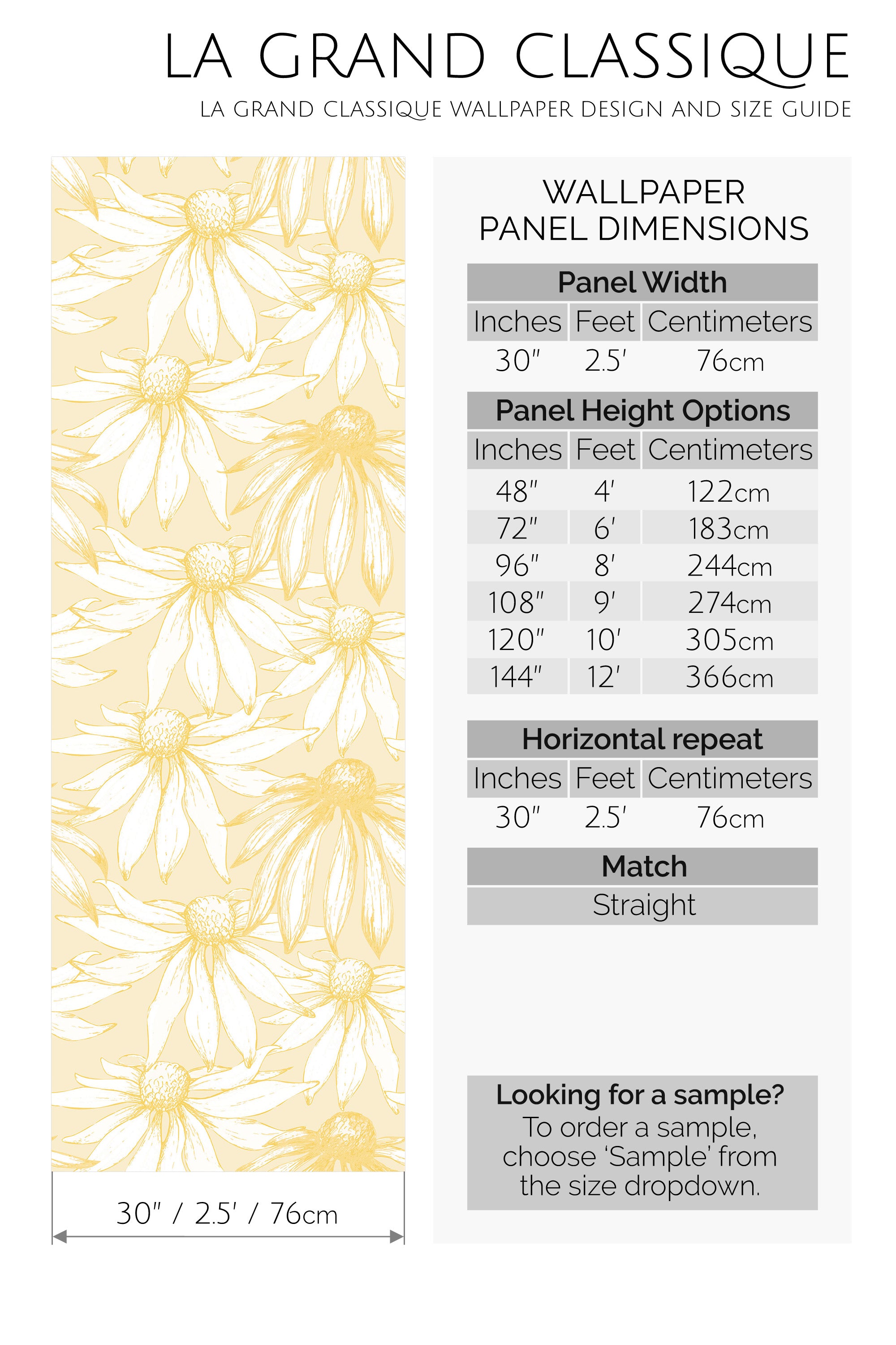 vintage daisies peel and stick wallpaper specifiation