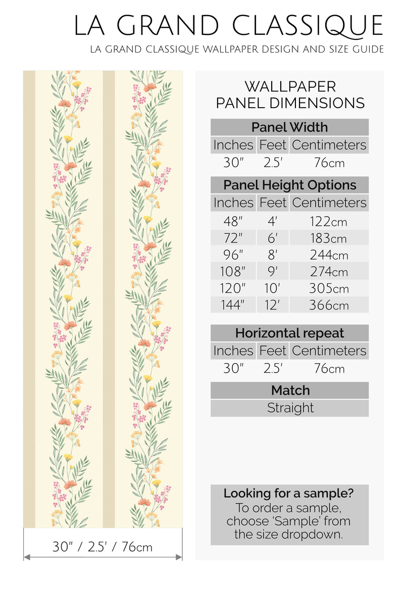 summer meadow peel and stick wallpaper specifiation