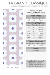 pruple retro flower peel and stick wallpaper specifiation