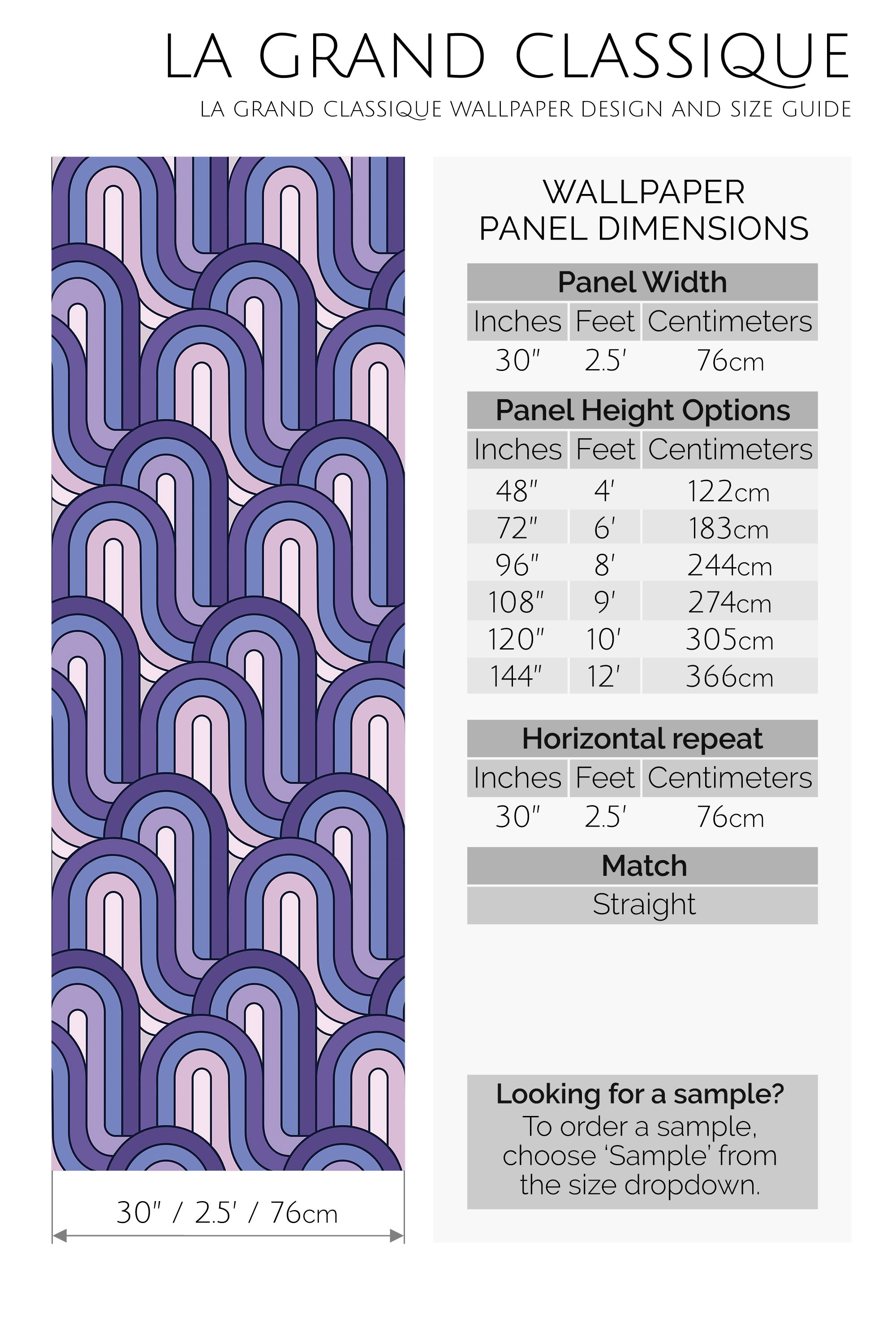 purple retro peel and stick wallpaper specifiation