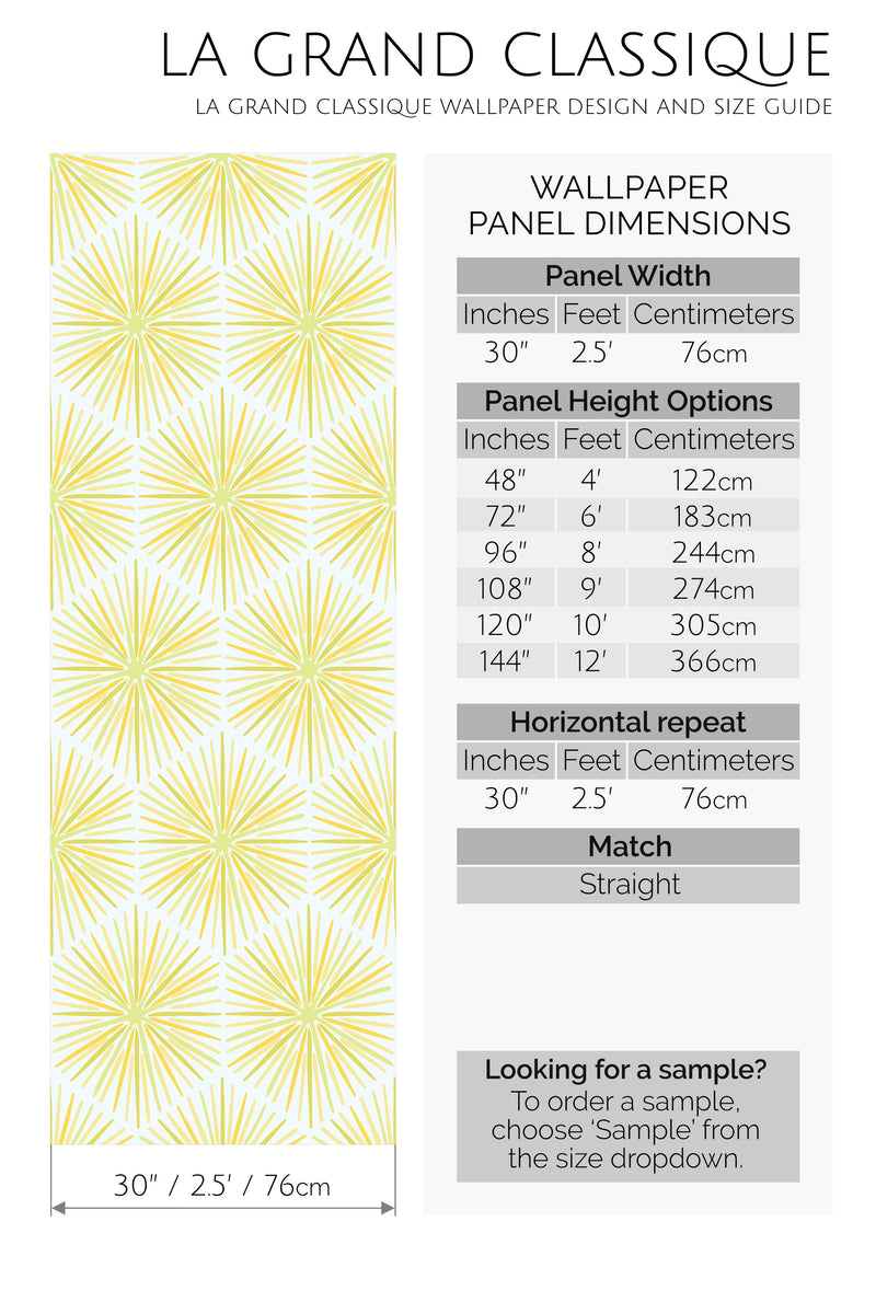 yellow sparks peel and stick wallpaper specifiation