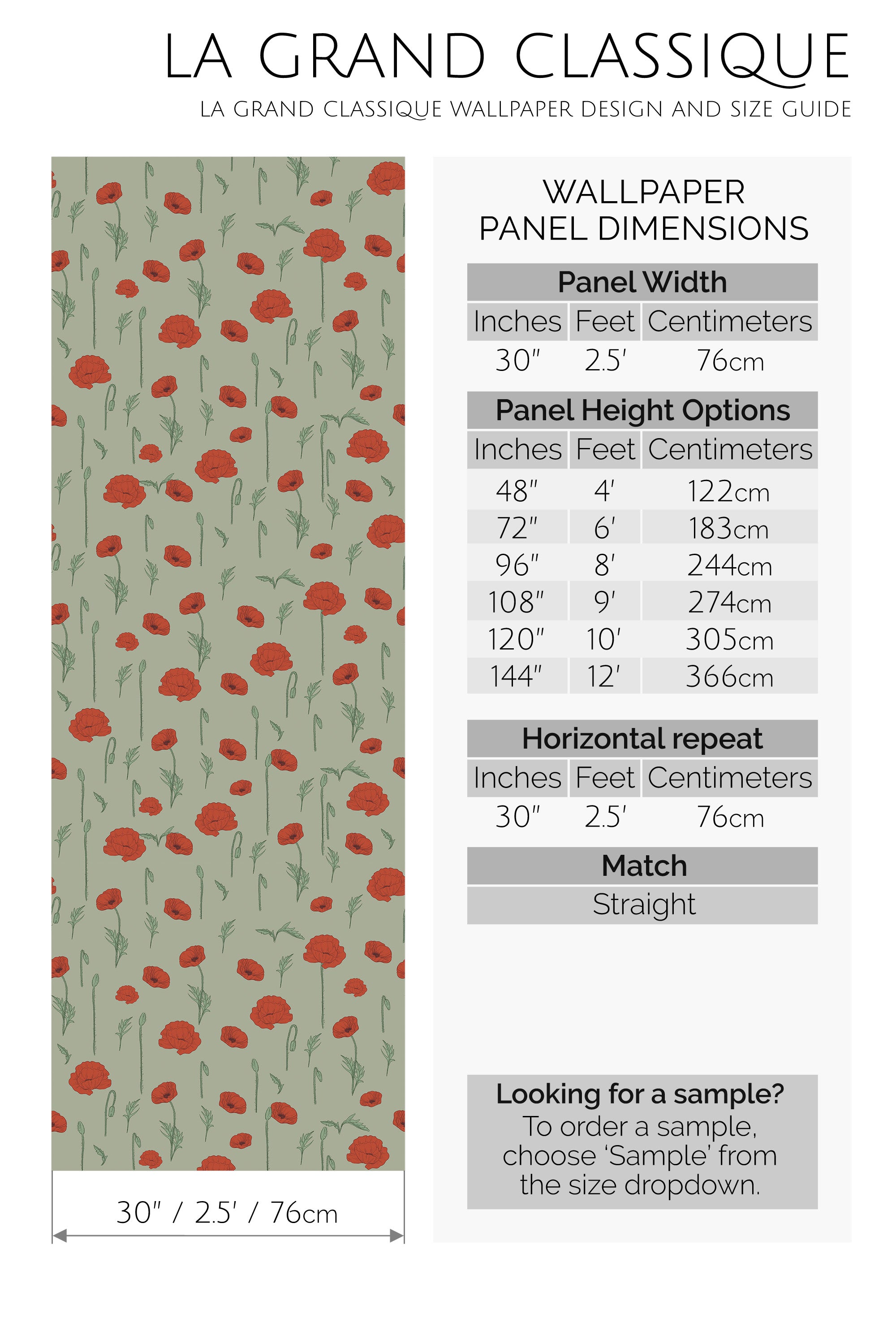 poppy meadow peel and stick wallpaper specifiation