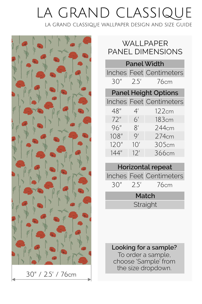 poppy meadow peel and stick wallpaper specifiation