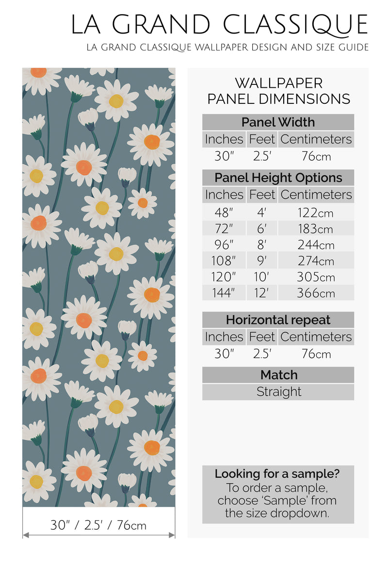 daisy field peel and stick wallpaper specifiation