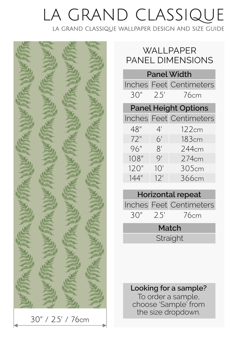 green fern peel and stick wallpaper specifiation