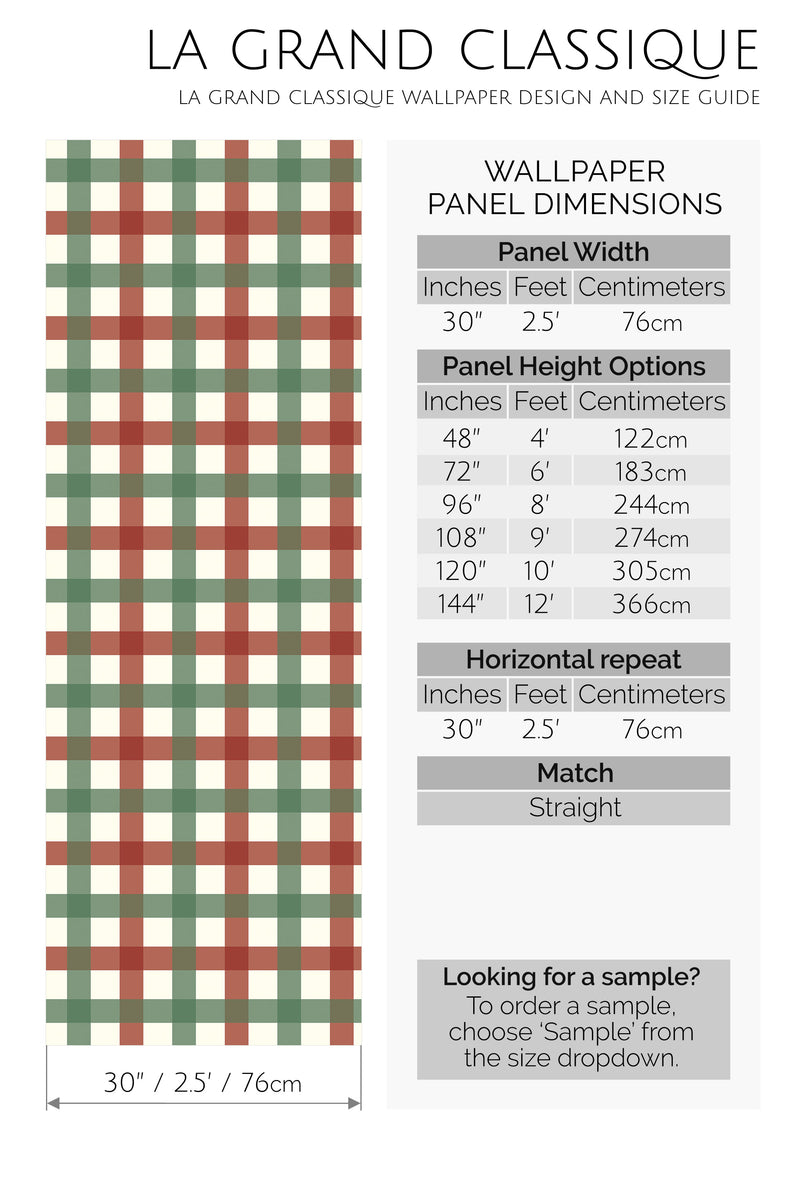 autumn plaid peel and stick wallpaper specifiation