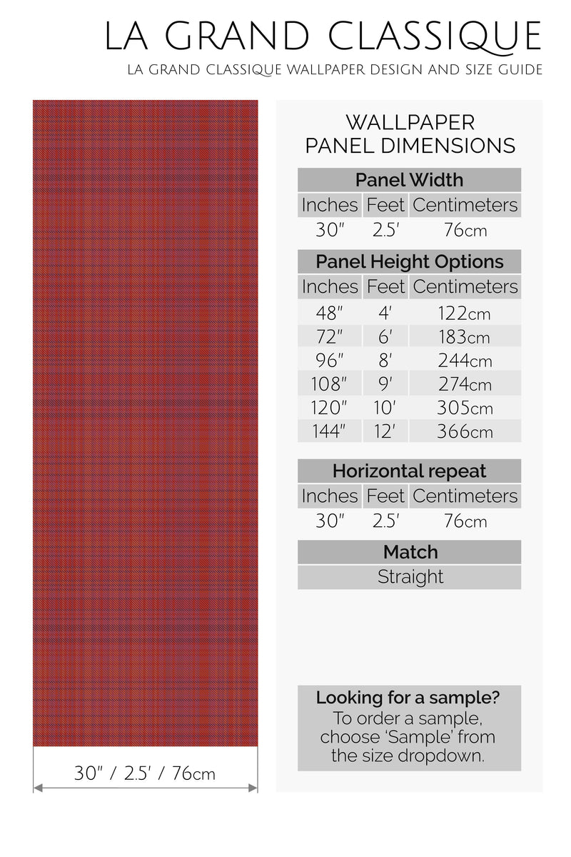 classic red plaid peel and stick wallpaper specifiation