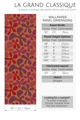 red floral shapes peel and stick wallpaper specifiation