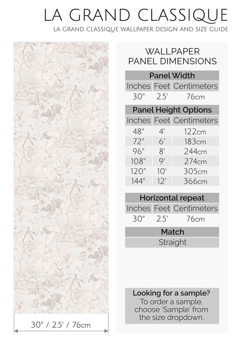 light floral peel and stick wallpaper specifiation