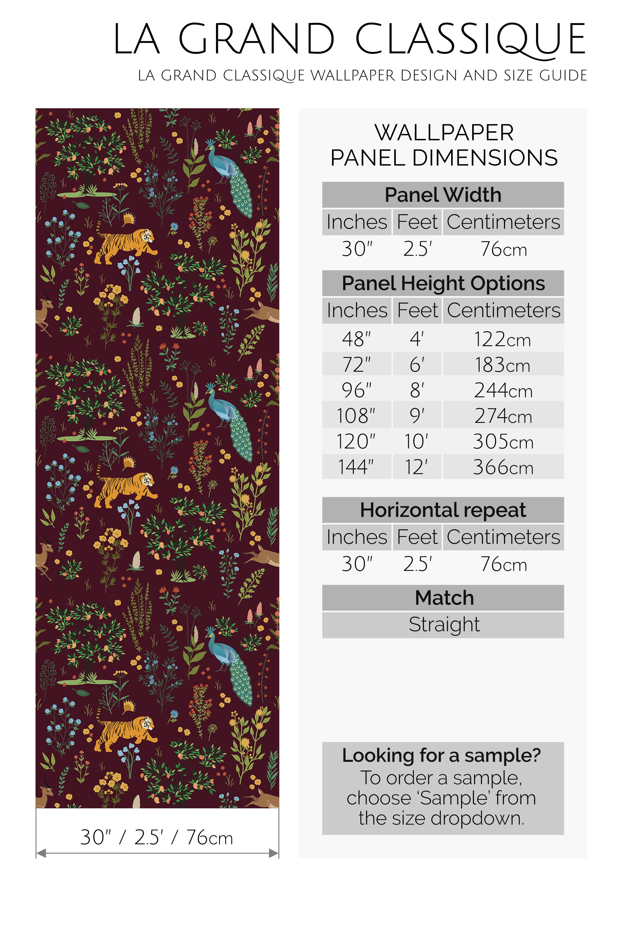 burgundy animal land peel and stick wallpaper specifiation