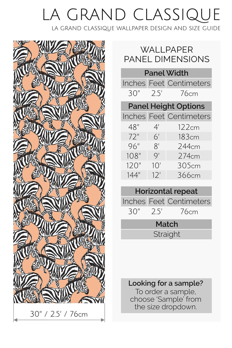 peach zebra peel and stick wallpaper specifiation