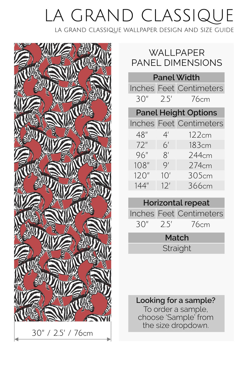 red zebra peel and stick wallpaper specifiation