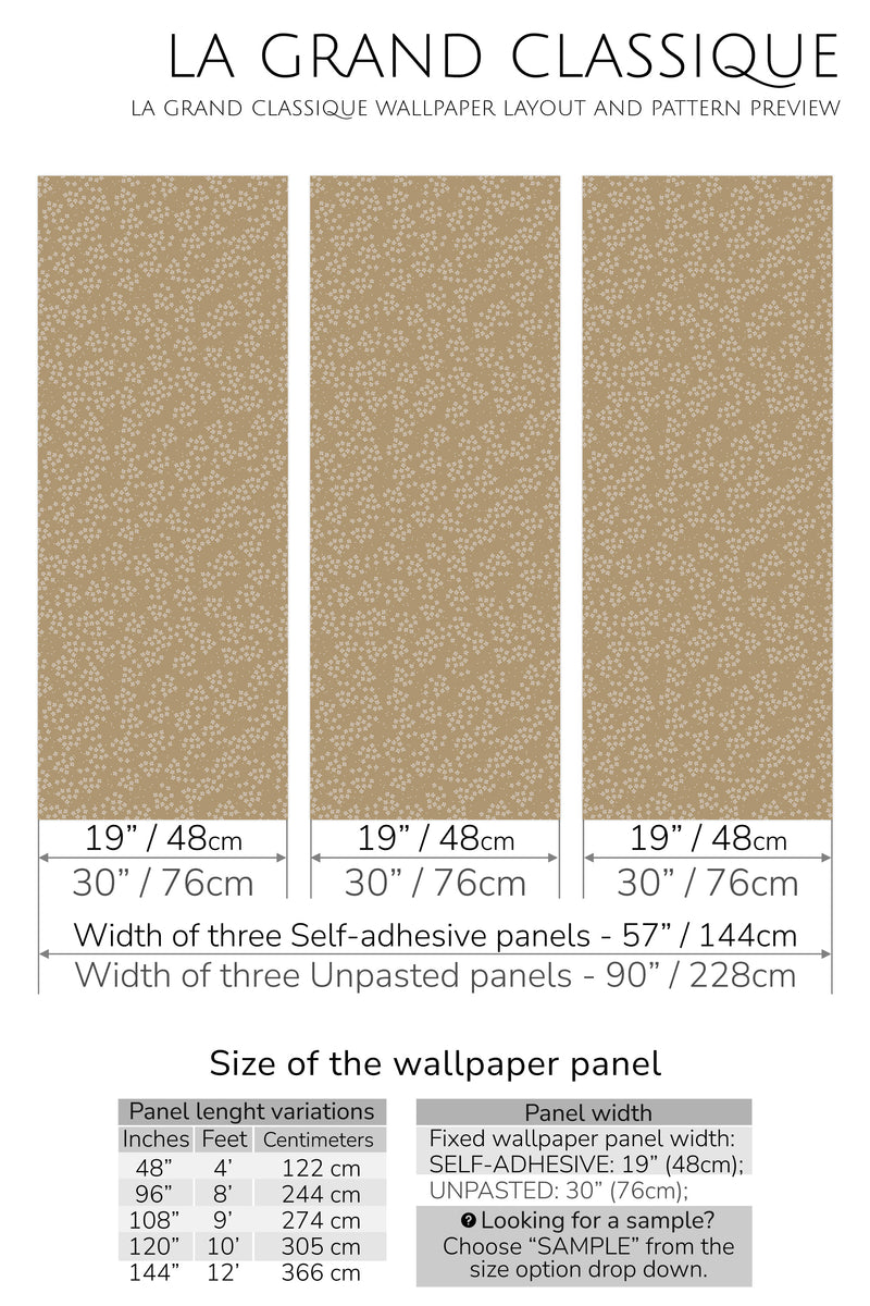 brown floral peel and stick wallpaper specifiation