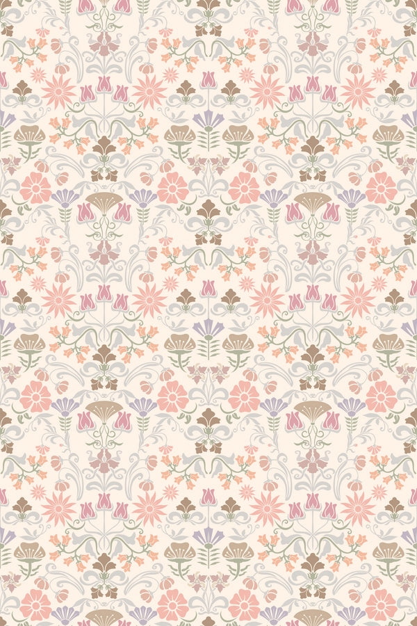 spring art noveau wallpaper pattern repeat