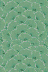 green retro floral wallpaper pattern repeat