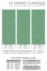 green retro floral peel and stick wallpaper specifiation