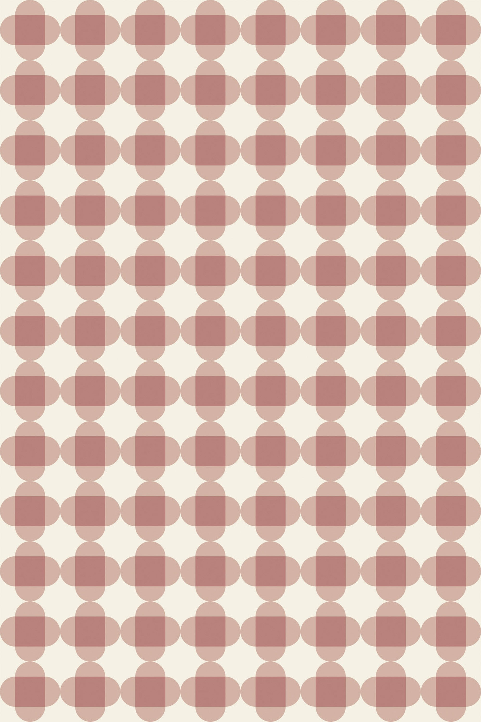 A seamless pattern of red and beige plaid circles on a white background, forming a geometric wallpaper design, peel and stick removable wallpaper.