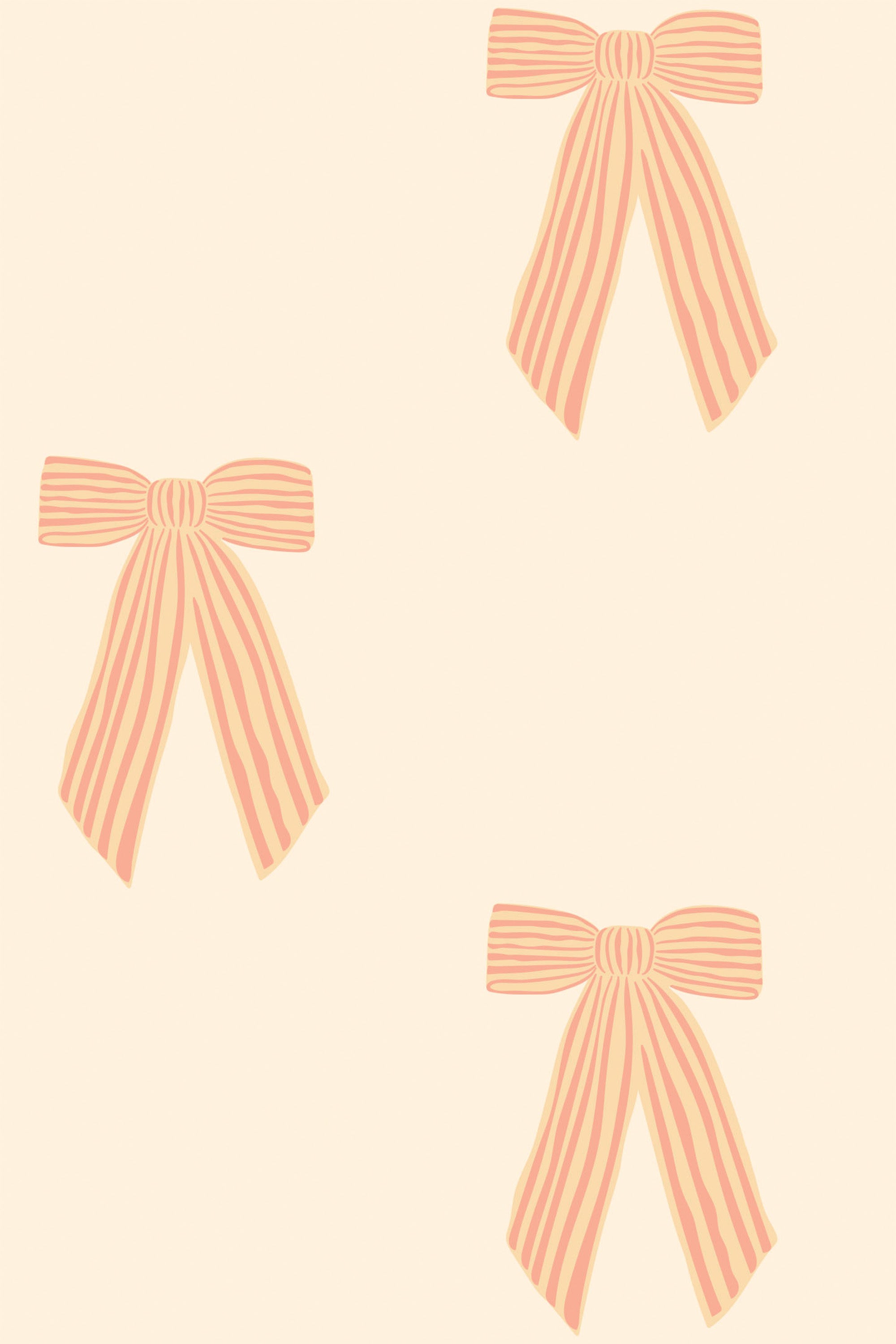 Alternating striped vintage bows in a soft pastel color scheme on peel and stick removable wallpaper.