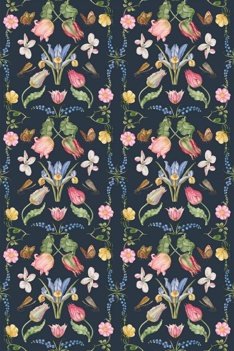 dark ornamented floral wallpaper pattern repeat