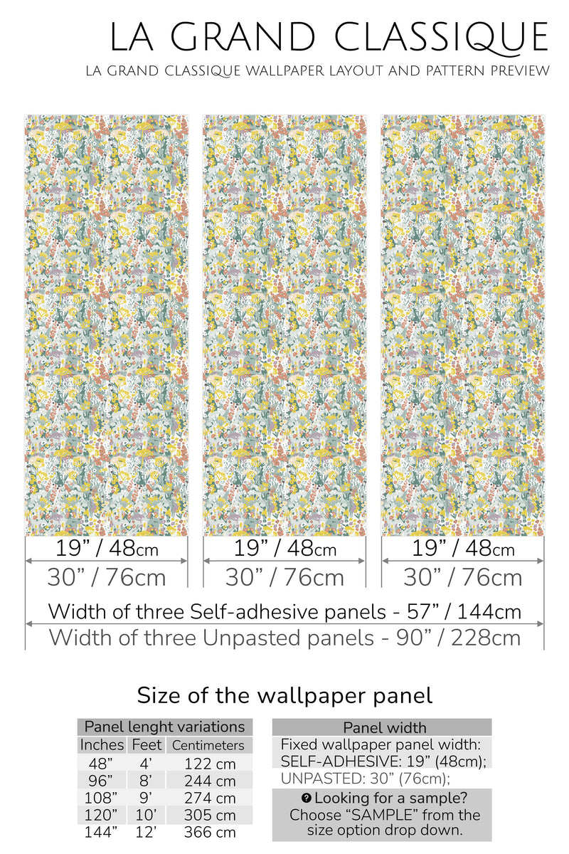 abstract summer meadow peel and stick wallpaper specifiation