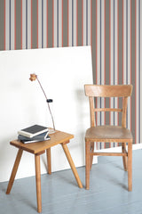 wooden table chair decorative plant blank canvas classic earthy striped self adhesive wallpaper