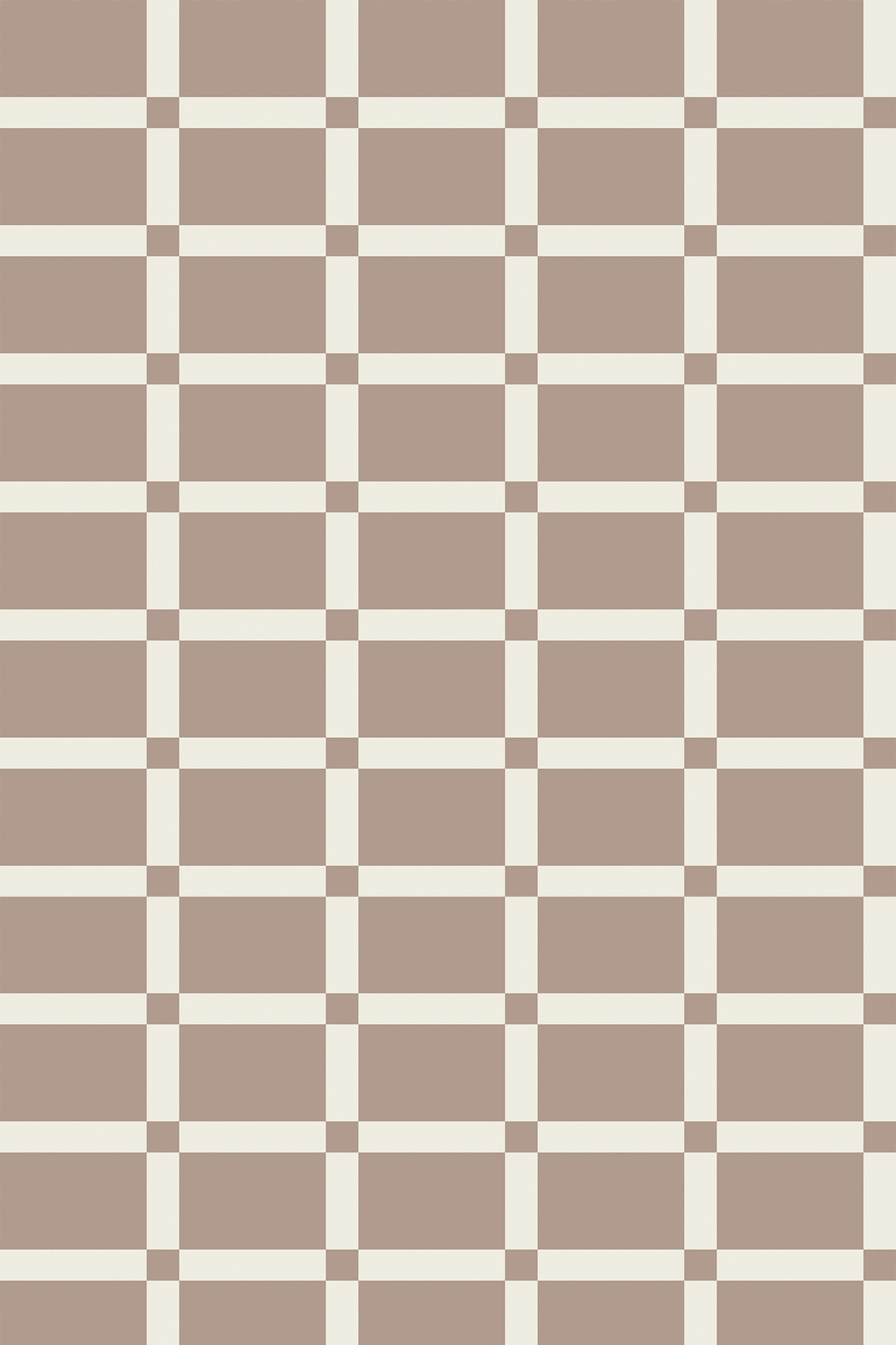 A seamless pattern of brown plaid stripes intersecting to create a classic checkered design on a peel and stick removable wallpaper.