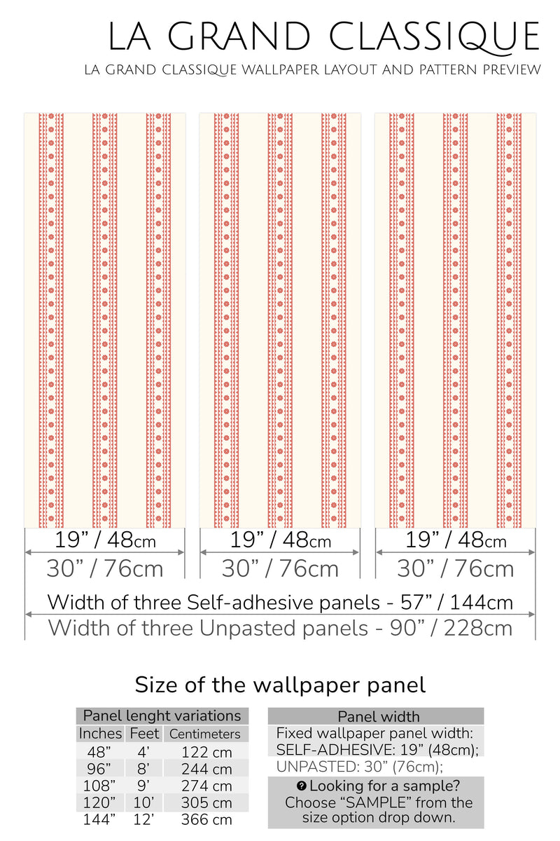 vintage floral striped peel and stick wallpaper specifiation