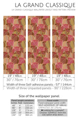 pink and ocher leaves peel and stick wallpaper specifiation