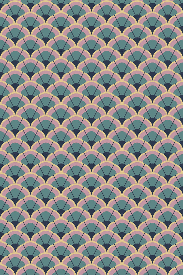 pink and green art deco wallpaper pattern repeat
