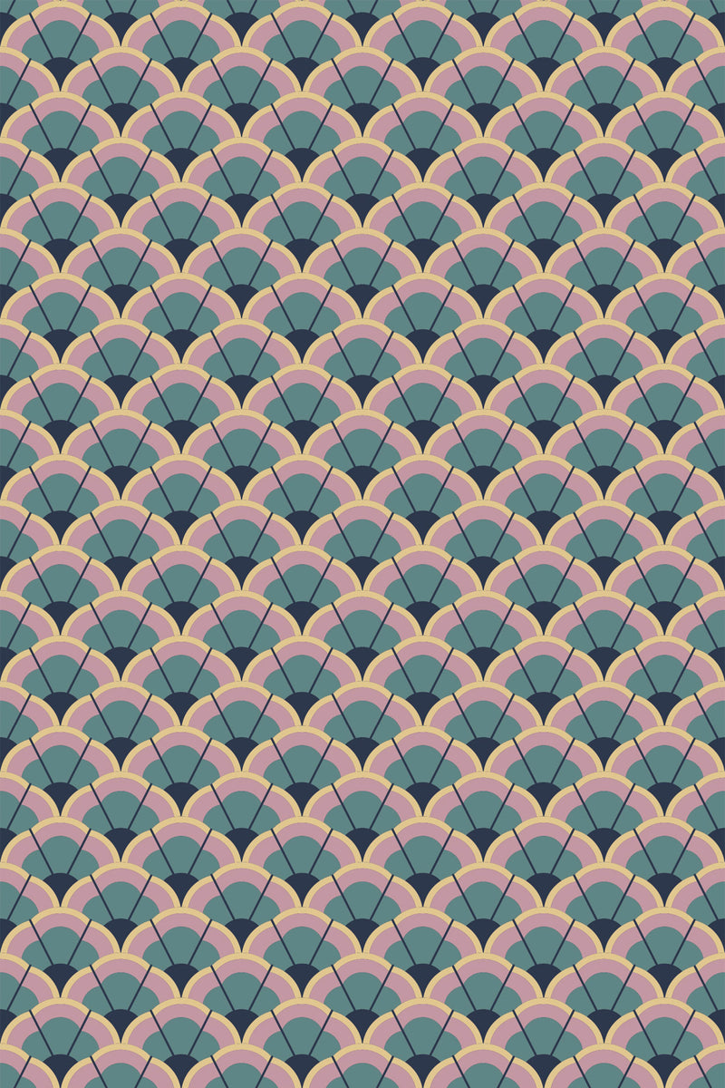 pink and green art deco wallpaper pattern repeat