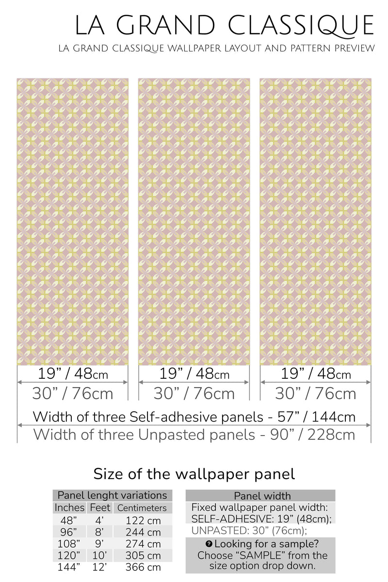 pastel retro geometric peel and stick wallpaper specifiation