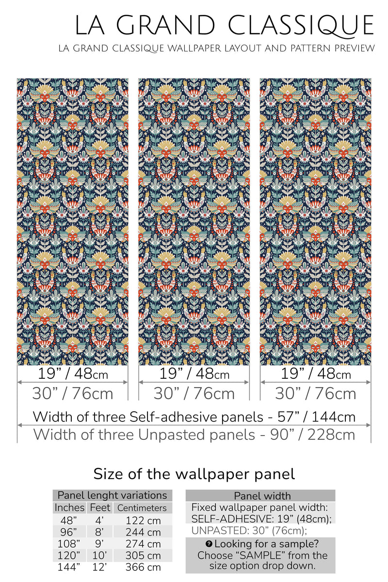 tarot style peel and stick wallpaper specifiation