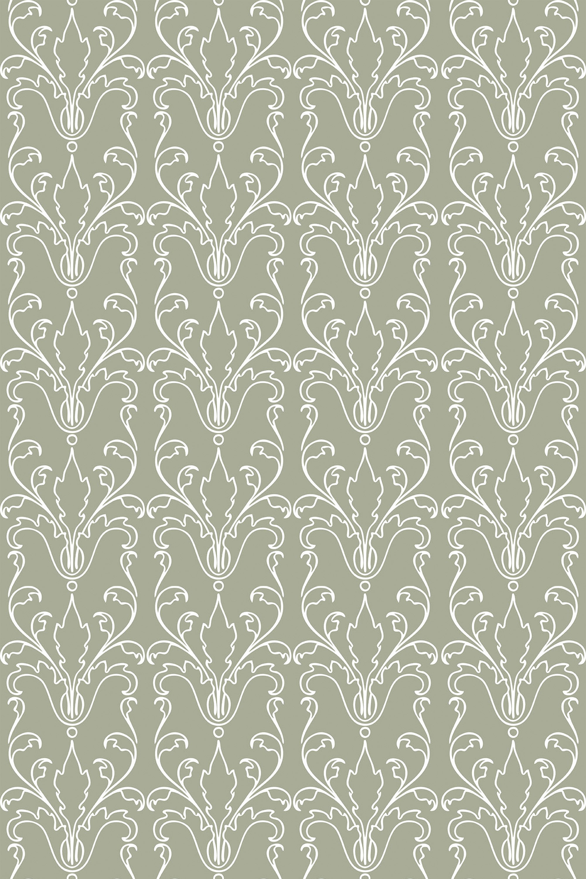 A symmetrical Art Deco lines pattern in light and dark green on peel and stick removable wallpaper.