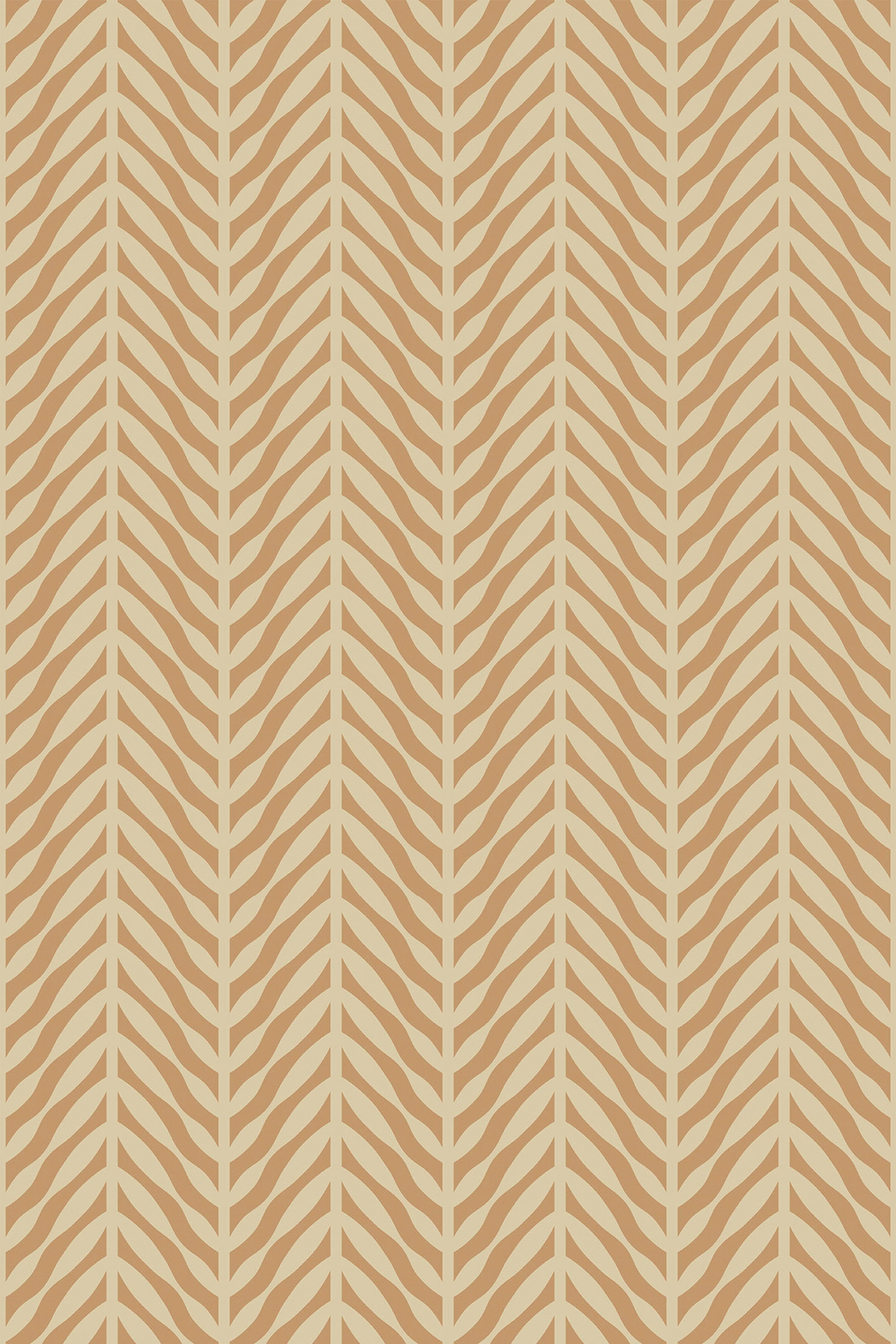 Tan herringbone patterned peel and stick removable wallpaper.