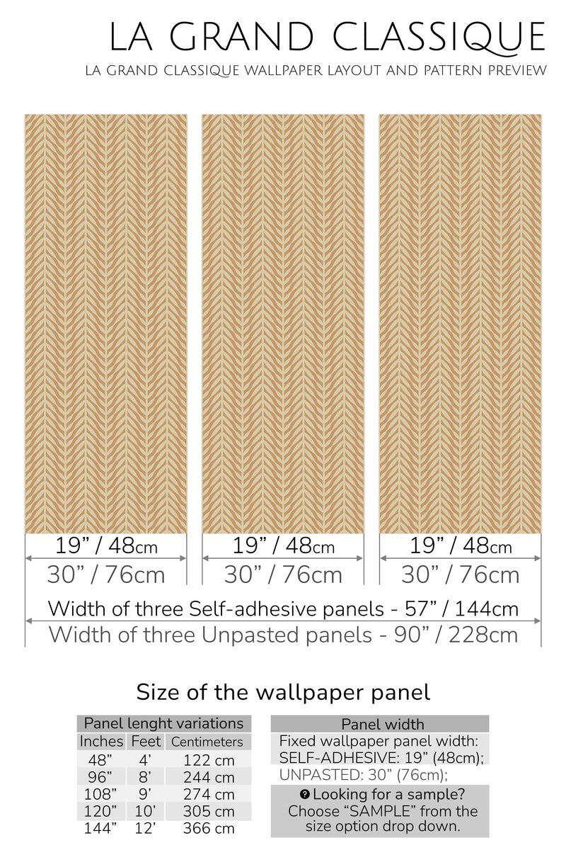 tan herringbone peel and stick wallpaper specifiation