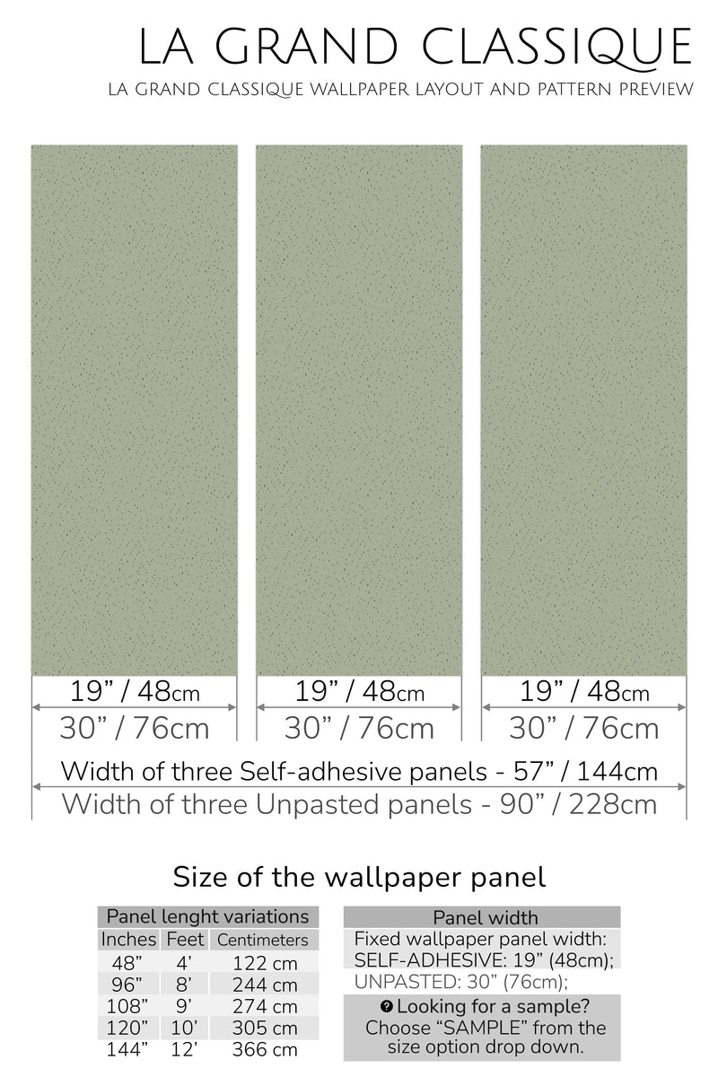 green and gray spots peel and stick wallpaper specifiation