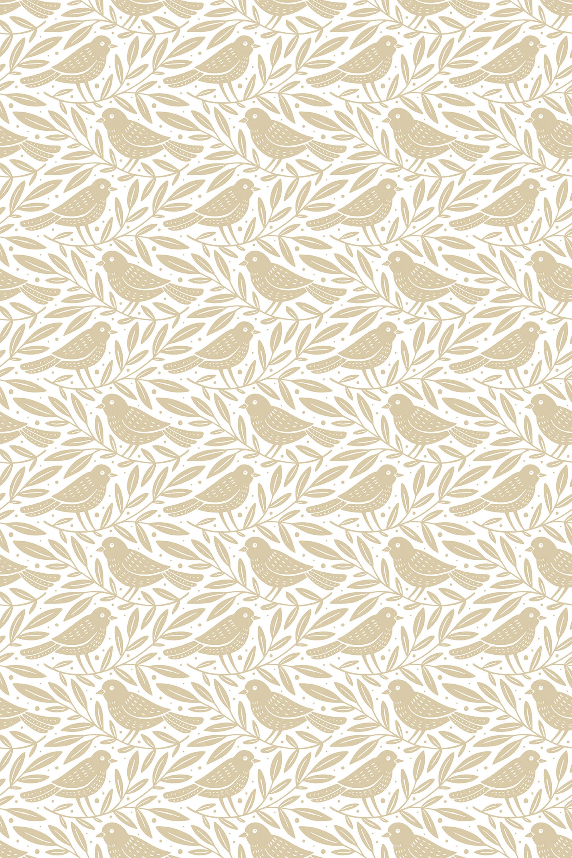 Elegant beige wallpaper with interlocking geometric honey bird patterns in a seamless repeat, ideal for home decor, peel and stick removable wallpaper.